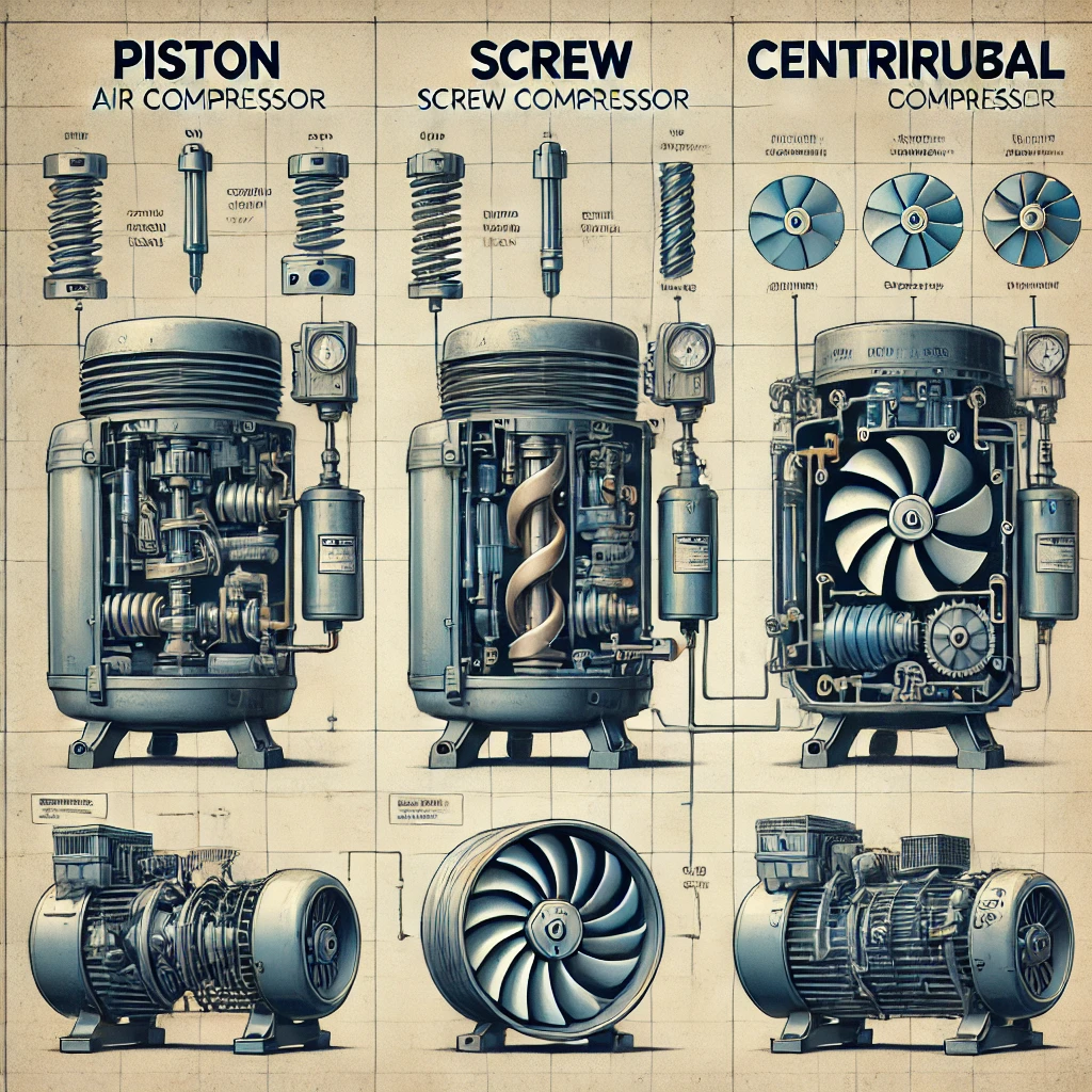 So Sánh Các Loại Máy Nén Khí: Piston, Trục Vít, Ly Tâm